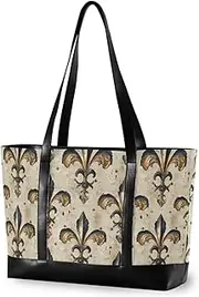 Washpainting Fleur-de-lis Pattern Waterproof briefcase bag with zipper for mom with lunch maletines para mujer, Washpainting Fleur-de-lis Pattern, 1 size