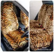 For Fiat Ulysse - Gold Tiger Faux Fur Furry Car Seat Covers - Full Set