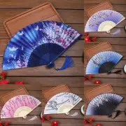 Chinese Style Folding Fan Silk Bamboo Hand Held Fan Wedding Party Dance Fans