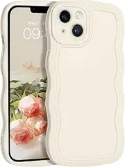 YINLAI for iPhone 13 Case Cute Curly Wave Frame Shape Soft TPU Silicone Cover for Women Men Camera Protection Shockproof Phone Case for iPhone 13 6.1" White