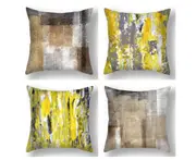 P22 4PCS 45*45cm Home Furnishing Short Plush Hugging Pillowcase Geometric Abstract Pillowcase Pillowcase Printing Cushion Cover Decoration