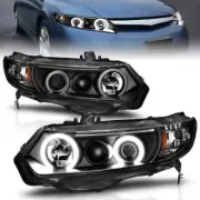 Black Clear Lens CCFL Projector Headlight Set w/Halo fits 2006-2011 Honda Civic (for: Honda Civic)