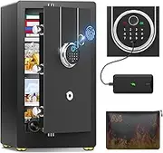 5.2 Cuft Biometric Fireproof Safe Box For Home, Heavy Duty Home Safe Fireproof Waterproof, Large Document Safes With Keypad, Anti-Theft Dual Alert, Mute Mode, Digital Security Safes For Jewelry Money