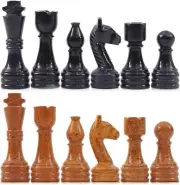 Handmade Marble Chess Pieces Set 1.25" |Black & Golden Luxury Board Game Figures