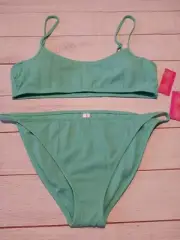 ~NWT NINETY-NINE Women's Turquoise Green 2 Piece Bikini~Bralette Top~Size XL~