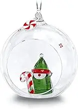 Swarovski Holiday Cheers Santa’s Elf Ball Ornament, Multicolored Swarovski Crystals on Green Satin Ribbon, Part of The Swarovski Holiday Cheers Collection
