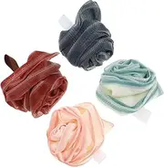 PAMINGONO Bath Flowers Set 4pcs Body Scrubbers Exfoliating Pads for Shower Bath Use