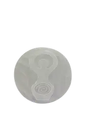 Goddess Symbol Selenite Charging Round Display Plate Crystal Jewelry Dish Holder