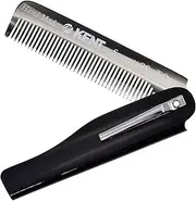 Kent 20T Black Graphite Handmade Folding Pocket Comb for Men, Fine Tooth Hair Comb Straightener for Everyday Grooming Styling Hair, Beard or Mustache, Use Dry or with Balms, Saw Cut, Made in England
