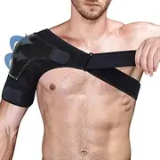 Shoulder Support Brace: Shoulder Pain AC Joint Pain Compression Pain Relief Torn Rotator Cuff Shoulder Injuries and Tendonitis - Adjustable Fits Men, Women - Black （One Size）