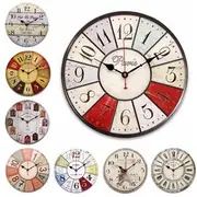 Colorful Large Wooden Wall Clock Vintage Rustic Shabby For Home Decoration Art 14178 1
