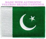 PAKISTAN FLAG PATCH PAKISTANI EMBROIDERED new APPLIQUE w/ VELCRO® Brand Fastener
