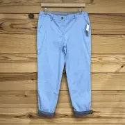 Talbots Pants 4 Girlfriend Chino Light Blue Contrast Ankle Relaxed NWT B182