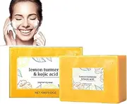 Lemon Turmeric & Kojic Acid Brightening Soap, Kojic Acid Dark Spot Remover Soap Bars, Turmeric Soap Bar for Dark Spots, Kojic Acid Bath Soap Rich in Vitamins, Turmeric Body Soap Bar (1pack)