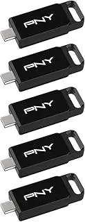 PNY 5-Pack 64GB Elite™ Type-C® USB 3.2 Flash Drive - Up to 120MB/s Read and Write Up to 10x Faster Than USB 2.0, Reliable Design, Durable and Portable, Type-C Port