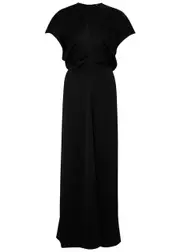 Totême Gathered Satin Maxi Dress - Black - 38 (UK10 / S) 38 (UK10 / S)