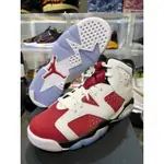 AIR JORDAN 6 RETRO CARMINE GS 胭脂紅 大童 384665-106 慢跑鞋