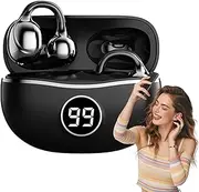 Clip on Earbuds, Open Ear Headphones, Wireless High-Fidelity Audio, Comfortable Secure Fit 1 Pair, Black, Beige for Running Gym Fitness Workouts ABS+PC with Rich Audios Detail
