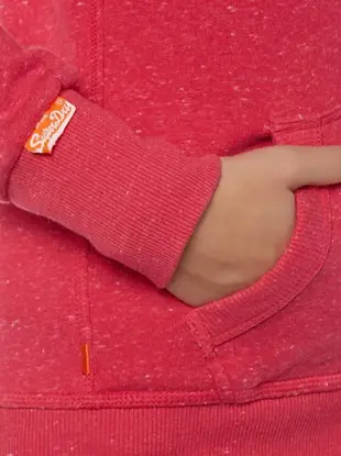 美國百分百【全新真品】Superdry 極度乾燥 棉質 連帽 外套 橘標 刷毛 雪花 櫻桃紅 女 XS號 H818