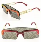 FENDI TECHNICOLOUR FE 40023U 32A Red Gold FF Grey Mirror Print Sunglasses NEW