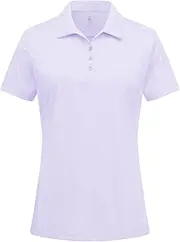 [BGOWATU] Women's Polo Shirts Golf Tennis Shirts Short Sleeve 3 Buttons Collared Casual Top UV Sun Protection Dry Fit, Light Purple, X-Small