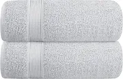 Elvana Home Cotton 2 Pack Oversized Bath Towel Set 28x55 inches, Large Bath Towels, Ultra Absorbant Compact Quickdry & Lightweight Towel, Ideal for Gym Travel Camp Pool - Light Grey