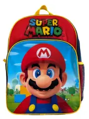 Super Mario 16 inch Large Backpack With Mesh Side Pockets