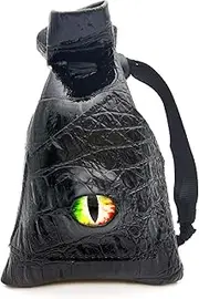 HAOMEJA DND Stuff Role Playing Dice Bag Drawstring Leather DND dice Bag, Storage Bag Black Green Eye