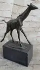Elegant Bronze Giraffe Sculpture Art Deco Marble Base Figurine Statue Sale Decor