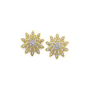 9ct Gold Diamond Fancy Flower Stud Earrings