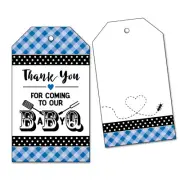 25 BabyQ Favor Tags Barbecue - Boy Baby Shower - Heart - Thank You Baby Q - Blue