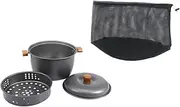Perfk Camping Soup Pot Picnic Stockpot Portable Cookware with Lid Lightweight Tableware Kitchen Utensils with Steamer for Traveling