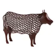 COUNTRY DECOR CHICKEN WIRE COW METAL STATUE YARD ART