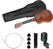 21 Inch d Acoustic Soprano Ukulele Ukelele Uke Kit Basswood with Carry Bag Uke Strap Strings Picks Tuner Red