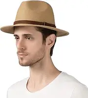 [Lanzom] Summer Beach Sun Hats for Men Foldable Floppy Travel Packable Staw Hat, Wide Brim Hat