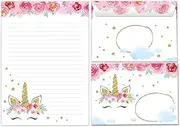 Writing Paper Set Letter Pad with Envelope for Girls Children Unicorn Animals Children's Motif Letter Paper Pad Lined (A5 Pad with 25 Sheets + 15 Envelopes)