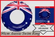 90cm AUSSIE Flag SWIM RING TUBE Australia Day Inflatable Toy Pool Beach Party