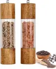 （Pack of 2）Salt and Pepper Grinder Set,Wooden Salt and Pepper Shakers,Adjustable