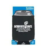 Introverts Unite Occasionally - Funny Novelty Stubby Holder With Base