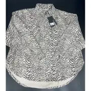 OneTeaspoon NWT Zebra Print Daria Oversized Denim Shirt in Size XXS