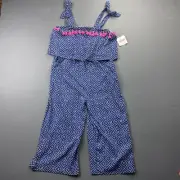 FabKids Jumpsuit Girl's XL 14/16 Blue Boho Geometric Print Tassel Sleeveless NWT