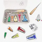 Quilter's Dream Bias Tape Kit: 5 Sizes (6MM-25MM) with Binding Foot, Clips, Awl