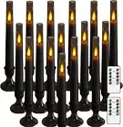 16PC Flameless Taper Candles - LED Candles, Flickering Design with Base, Perfect