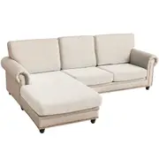 Sectional Couch Covers 3 Pieces Sofa Seat Cushion Covers L Shape Separate Cushion Couch Chaise Cover for Both Left/Right Sectional Couch (Large Sofa 2 Seater + 1 Chaise, Ivory)