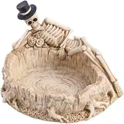 ULDIGI 1Pc Creative Skull Resin Ashtray Retro Decorative Holder for Home Office Hotel Ornament Unique Gothic Tabletop Decor Halloween Decoration
