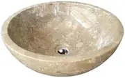 Oceanic Marble Round Basin – Luxury Marble Vessel Sink for Bathroom or Washroom – Easy to Clean Stone Countertop Sink – 36.5cm Inner Bowl, 40 cm Outer Bowl & 14cm Height
