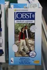 JOBST EXTRA FIRM COMPRESSION KNEE HIGH SOCKS - DRI RELEASE -COOL WHITE LARGE