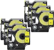 NineLeaf 6 Pack Black on Yellow Industrial Flexible Nylon Label Tape Compatible for DYMO 18490 12mm(1/2") x3.5m(11.5ft) use in Rhino 1000 3000 5200 4200 5000 6000 3M PL150 PL200 PL300 Label Maker