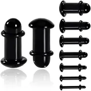 [Maxbott] 14PCS Glass Ear Gauges Stretching Kit 1.6mm-6mm Gauge Stretching Kit Single Flare Plugs Comfy Stretching Body Piercing (Black,14g-2g)