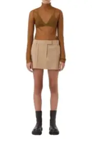 CAMILLA AND MARC Jade Lurex Knit Top |Bronze, Slip, Sheer, Long Sleeves, Blouse